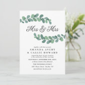 Invitation Greenery Branches Mme & Mme Mariage (Debout devant)