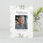 Invitation Greenery "Celebration of Life" Photo Funeral   (Debout devant)