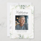Invitation Greenery "Celebration of Life" Photo Funeral   (Devant)