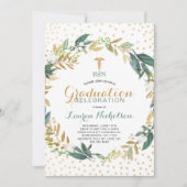 Invitation Greenery Confetti Soins infirmiers fête de graduat (Devant)