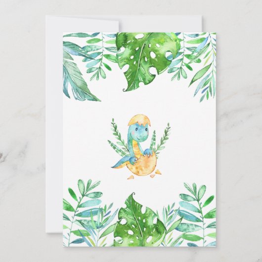 Invitation Greenery Dinosaur Baby Shower (Dos)