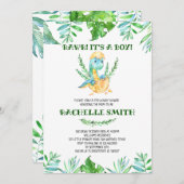 Invitation Greenery Dinosaur Baby Shower (Devant / Derrière)