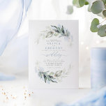 Invitation Greenery Dusty Blue Modern Elegant Wedding<br><div class="desc">Romantic calligraphy and dreamy greenery dusty blue wedding invitations</div>