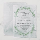 Invitation Greenery Eucalyptus Calligraphy Signature Engaged (Devant / Derrière)
