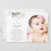 Invitation Greenery, Eucalyptus Leaves, Boho, Baptism (Devant)