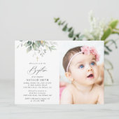 Invitation Greenery, Eucalyptus Leaves, Boho, Baptism (Debout devant)