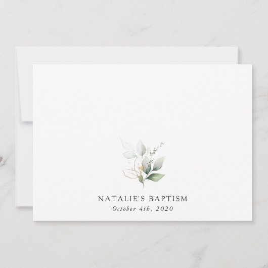 Invitation Greenery, Eucalyptus Leaves, Boho, Baptism (Dos)