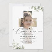 Invitation  Greenery Eucalyptus Photo  First Communion  (Devant)