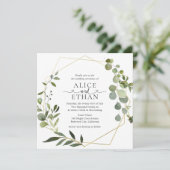 Invitation Greenery Eucalyptus Script Heart Wedding (Debout devant)