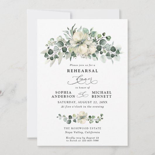 Invitation Greenery Eucalyptus Wedding Rehearsal Dinner (Devant)