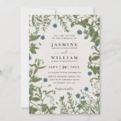 Invitation Greenery Floral Elegant Rustic QR Code Wedding (Devant)