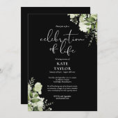 Invitation Greenery Floral Funeral Celebration of Life (Devant / Derrière)