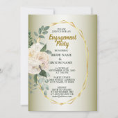 Invitation Greenery Floral Gold Geometric Engagement Party (Devant)
