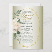 Invitation Greenery Floral Gold Geometric Rehearsal Dinner (Devant)