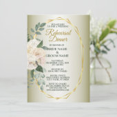 Invitation Greenery Floral Gold Geometric Rehearsal Dinner (Debout devant)
