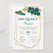 Invitation Greenery Floral Quinceañera Spanish  (Devant)