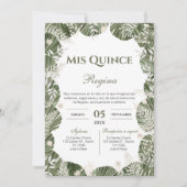 Invitation Greenery Floral Quinceañera Spanish (Devant)