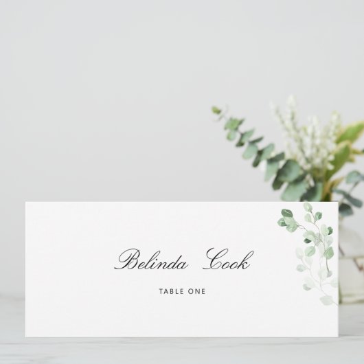 Invitation Greenery Floral Wedding Place Card (Debout devant)