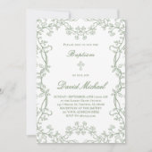 Invitation greenery frame Baptism  (Devant)