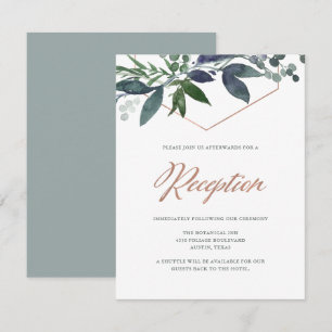 Invitation Greenery Geo Réception de mariage en or rose