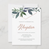 Invitation Greenery Geo | Réception de mariage en rose gold (Devant)