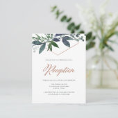 Invitation Greenery Geo | Réception de mariage en rose gold (Debout devant)