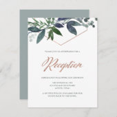 Invitation Greenery Geo | Réception de mariage en rose gold (Devant / Derrière)