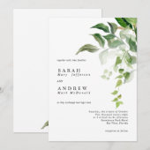 Invitation Greenery Leaves Modern Minimal Wedding (Devant / Derrière)