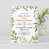 Invitation Greenery Leaves Watercolor Baby Shower (Debout devant)