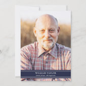 Invitation Greenery Navy Blue Celebration of Life Photo (Dos)