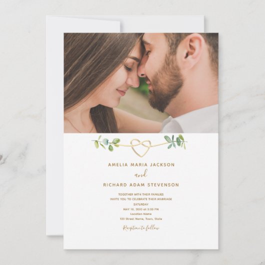 Invitation Greenery Photo QR Code Wedding (Devant)