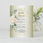 Invitation Greenery Pink Floral Gold Geometric Bridal Shower (Debout devant)