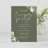 Invitation Greenery QR Code Olive Green Wedding Evening Party (Debout devant)