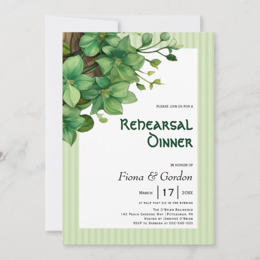 Invitation Greenery St. patricks Day Dîner de répétition mari (Devant)