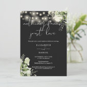 Invitation Greenery String Lights Elopement Wedding Reception (Debout devant)