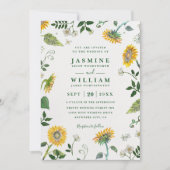 Invitation Greenery Sunflowers Rustic Elegant QR Code Wedding (Devant)