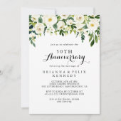 Invitation Greenery White Floral 50e anniversaire de mariage (Devant)