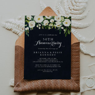 Invitation Greenery White Floral 50e anniversaire de mariage 