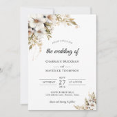 Invitation Greenery White Floral Wedding (Devant)
