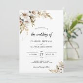 Invitation Greenery White Floral Wedding (Debout devant)