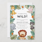 Invitation Greenery Wild Forest Sarafi Animals Baby Shower (Devant)