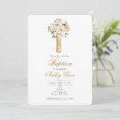 Invitation Greenery with cross Baptism (Debout devant)