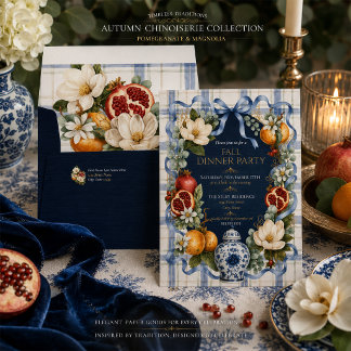 Invitation Grenade & Magnolia, Chinoiserie d'Automne