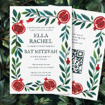 Invitation Grenade personnalisée B'nai Bat Bar Mitzvah QR Cod<br><div class="desc">Carte parfaite pour annoncer une bar mitzvah, bat mitzvah ou autre célébration juive ! L'art fait main pour vous ! ENTIÈREMENT PERSONNALISABLE ! Cliquez sur "Personnaliser" ci-dessus pour modifier le texte et ajouter votre lien au code QR. Cliquez sur "modifier à l'aide de l'outil de conception" pour ajuster les polices,...</div>