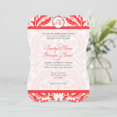 Invitation Grenade Snapdragon Corail Mariage damassé (Debout devant)