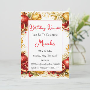 Invitation Grenades Tulipes Or Rouge Moderne Luxe Anniversair