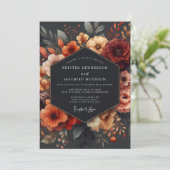 Invitation Grenat Dutch Master Floraison Mariage (Debout devant)