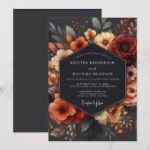 Invitation Grenat Dutch Master Floraison Mariage (Devant / Derrière)