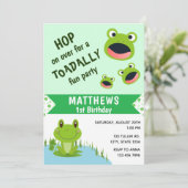 Invitation Grenouille 1er anniversaire Fête de bébé un an (Debout devant)