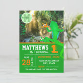 Invitation Grenouille 1er anniversaire froggy tropical faune (Debout devant)
